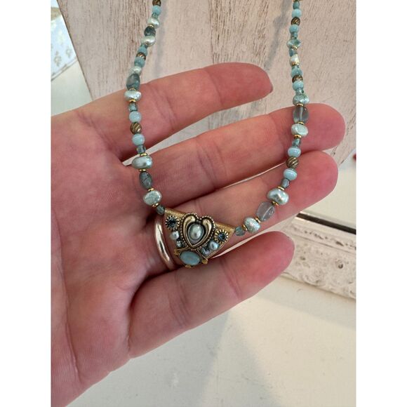 Michael Golan Vintage Aqua Sterling Necklace PRETTY!!! - Picture 1 of 3